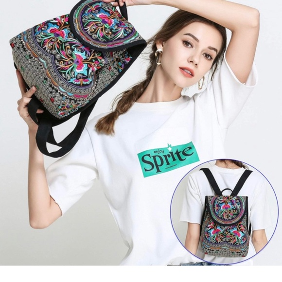 Vintage Embroidered Women Backpack Ethnic Travel Handbag Shoulder Bag.​ main image 7